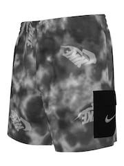 Nike Grey Water Tie Dye 4 Inch Volley Swim Shorts - Image 4 of 6