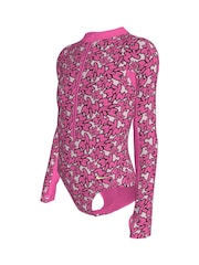 Nike Pink Bubble Script Long Sleeve Swimsuit 1 Piece - Image 3 of 3