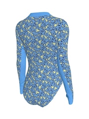 Nike Blue Bubble Script Long Sleeve Swimsuit 1 Piece - Image 2 of 3