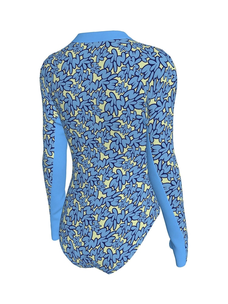 Nike Blue Bubble Script Long Sleeve Swimsuit 1 Piece - Image 2 of 3