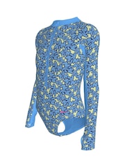 Nike Blue Bubble Script Long Sleeve Swimsuit 1 Piece - Image 3 of 3