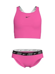 Nike Pink Logo Tape Cross-Back Midkini Bikini Set - Image 1 of 3