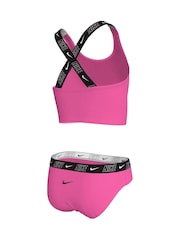 Nike Pink Logo Tape Cross-Back Midkini Bikini Set - Image 2 of 3