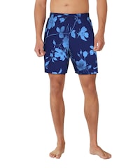 Nike Blue Floral Print 7 Inch Swim Shorts - Image 1 of 4