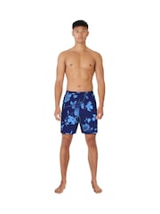 Nike Blue Floral Print 7 Inch Swim Shorts - Image 3 of 4