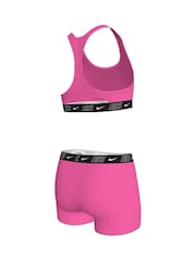 Nike Pink Logo Tape Racerback Bikini Shorts Set - Image 2 of 3