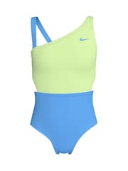 Nike Yellow Colour Block Asymmetrical Cutout Swimsuit - Image 1 of 3