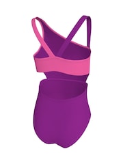 Nike Pink Colour Block Asymmetrical Cutout Swimsuit - Image 2 of 3
