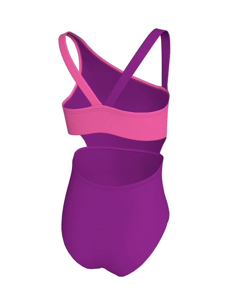 Nike Pink Colour Block Asymmetrical Cutout Swimsuit - Image 2 of 3