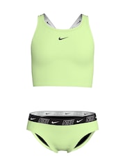 Amarillo - Conjunto de bikini de media pierna con espalda cruzada y cinta con el logotipo de Nike - Imagen 1 de 3