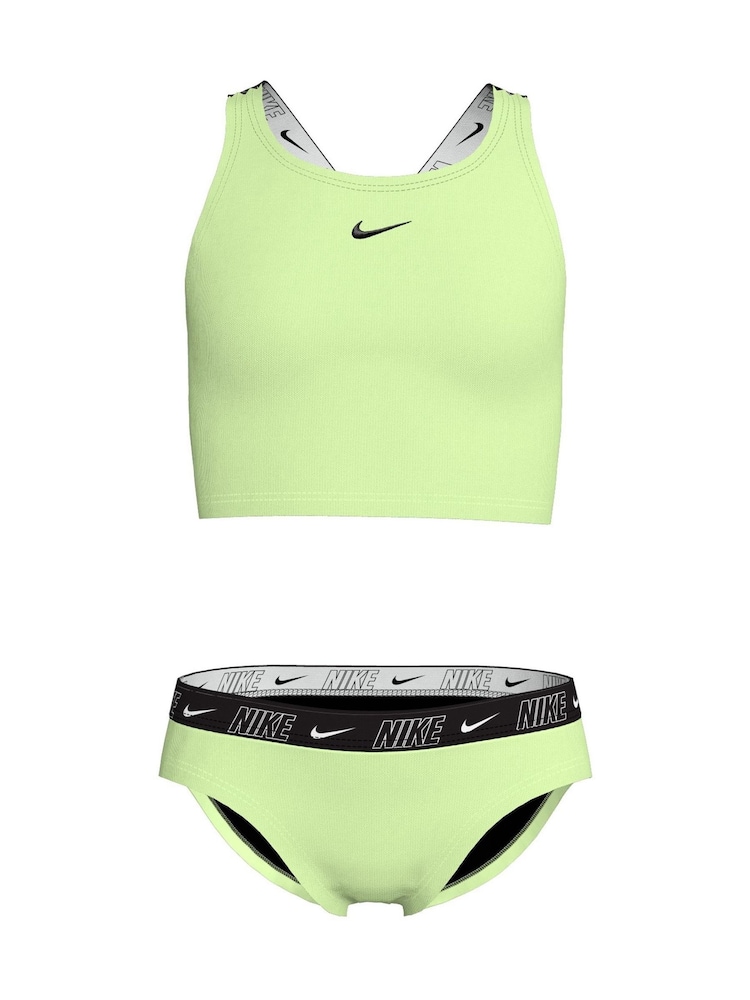 Amarillo - Conjunto de bikini de media pierna con espalda cruzada y cinta con el logotipo de Nike - Imagen 1 de 3
