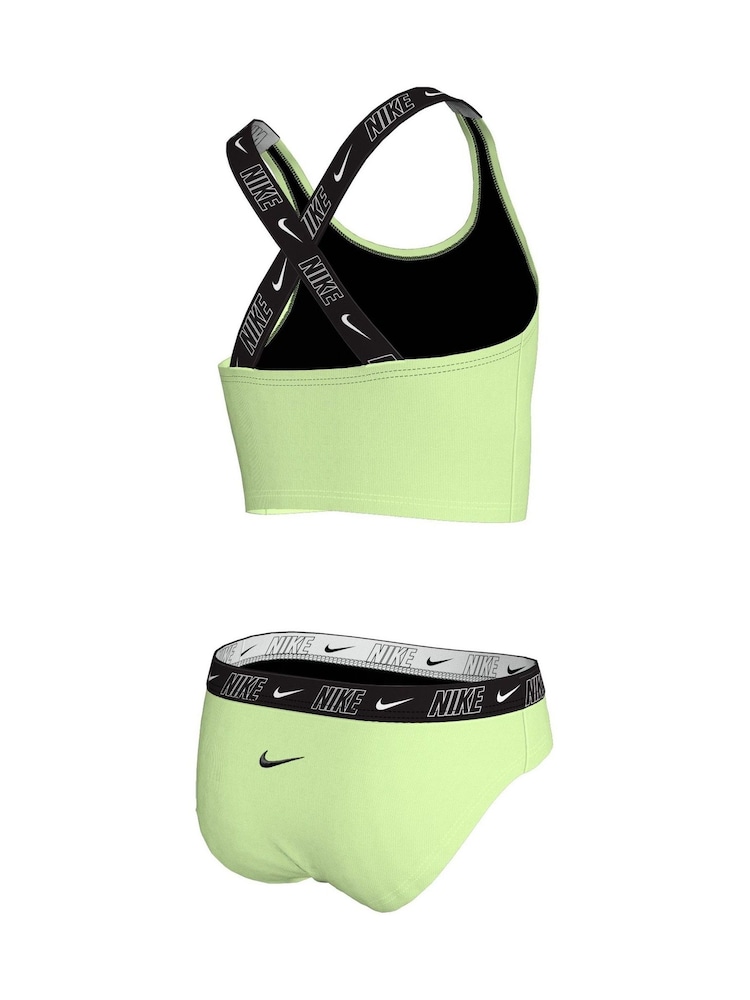 Amarillo - Conjunto de bikini de media pierna con espalda cruzada y cinta con el logotipo de Nike - Imagen 2 de 3