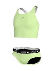 Amarillo - Conjunto de bikini de media pierna con espalda cruzada y cinta con el logotipo de Nike - Imagen 3 de 3