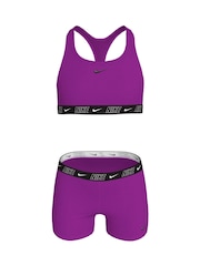 Nike Purple Logo Tape Racerback Bikini Shorts Set - Image 1 of 3