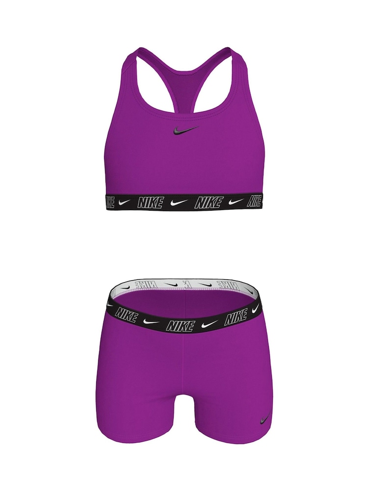 Nike Purple Logo Tape Racerback Bikini Shorts Set - Image 1 of 3