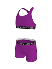 Nike Purple Logo Tape Racerback Bikini Shorts Set - Image 3 of 3