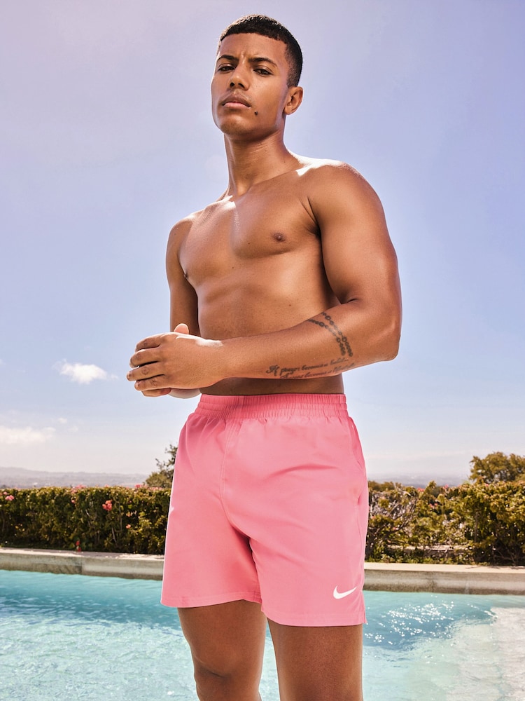 Nike Pink 5 Inch Essential Volley Swim Shorts - Image 2 of 10 Nike Pink 5 Inch Essential Volley Swim Shorts - Image 2 of 10