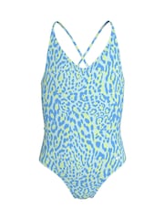 Nike Blue Animal Print Lace-Up Back Swimsuit 1 Piece - Image 1 of 3
