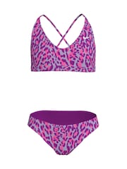 Nike Purple Animal Print Lace-Up Back Bikini Set - Image 2 of 4