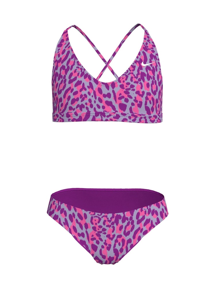 Nike Purple Animal Print Lace-Up Back Bikini Set - Image 2 of 4