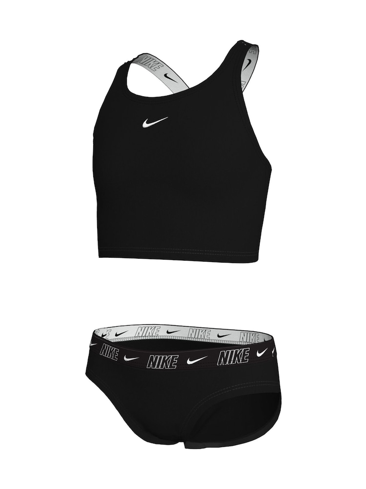 Nike Black Logo Tape Cross-Back Midkini Bikini Set - Image 11 of 11