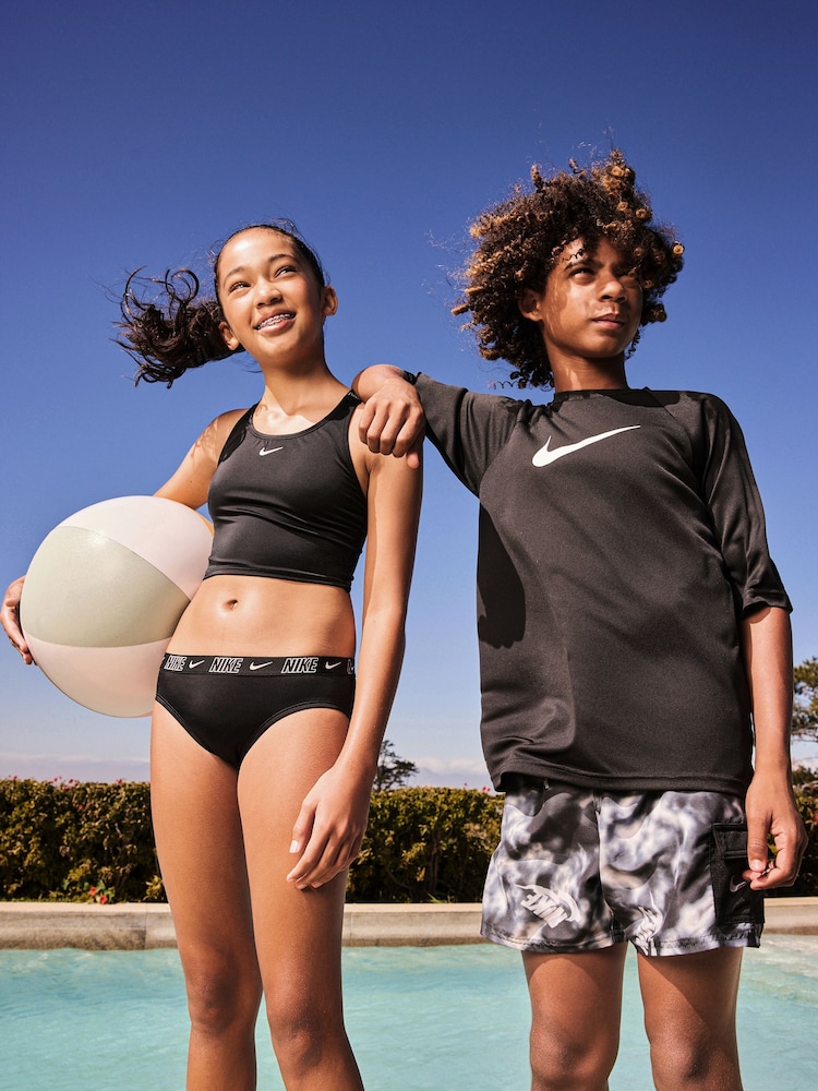 Nike Black Logo Tape Cross-Back Midkini Bikini Set - Image 8 of 11