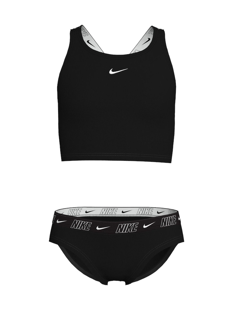Nike Black Logo Tape Cross-Back Midkini Bikini Set - Image 9 of 11
