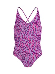 Nike Purple Animal Print Lace-Up Back Swimsuit 1 Piece - Image 4 of 6