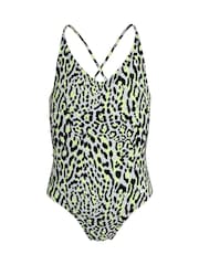 Nike Black Animal Print Lace-Up Back Swimsuit 1 Piece - Image 2 of 4