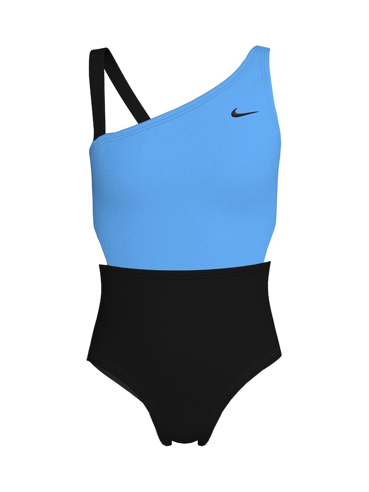 Nike Black Colour Block Asymmetrical Cutout Swimsuit - Image 1 of 3