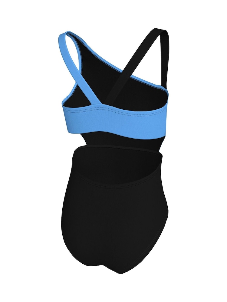 Nike Black Colour Block Asymmetrical Cutout Swimsuit - Image 2 of 3