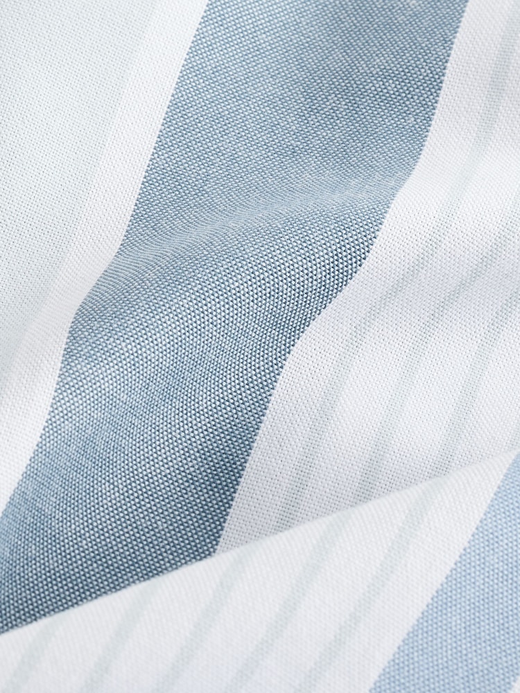 Light Blue/Denim Blue Short Sleeve With Button Down Collar Stripe Easy Iron Oxford Shirt - Image 8 of 8 Light Blue/Denim Blue Short Sleeve With Button Down Collar Stripe Easy Iron Oxford Shirt - Image 8 of 8