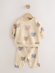 Cream Heart Joggers Set 2 Piece - Image 1 of 4