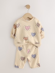 Cream Heart Joggers Set 2 Piece - Image 2 of 4