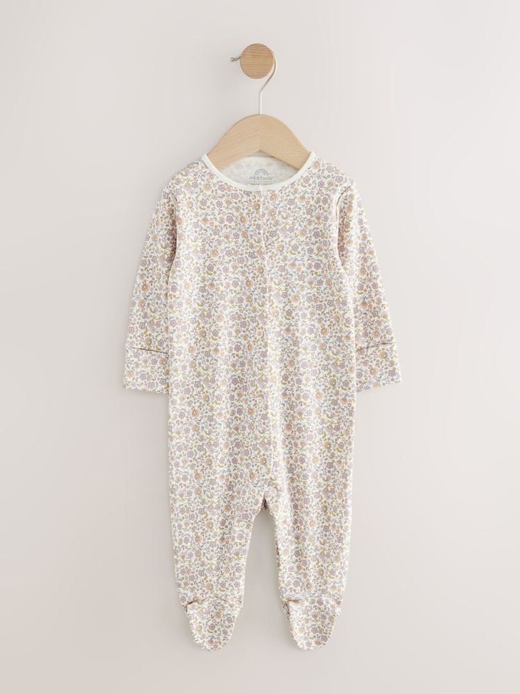 Pink Floral 100% Cotton Sleepsuits Set 2 Pack - Image 2 of 3