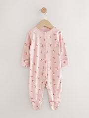 Pink Floral 100% Cotton Sleepsuits Set 2 Pack - Image 3 of 3