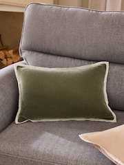 Green Loxley Velvet 40 x 59cm Cushion - Image 1 of 5