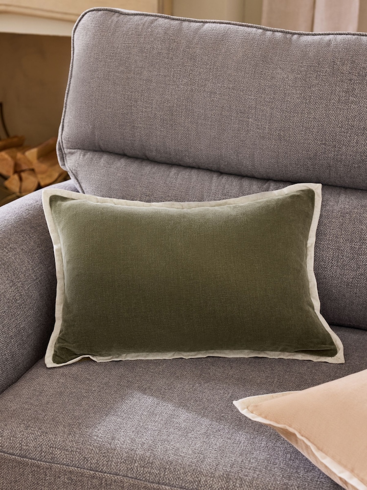 Green Loxley Velvet 40 x 59cm Cushion - Image 1 of 5