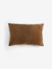 Ochre Yellow Loxley Velvet 40 x 59cm Cushion - Image 4 of 6
