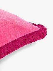 Fushsia Pink Soft Velour Contrast Fringe 45 x 45cm Cushion - Image 4 of 4
