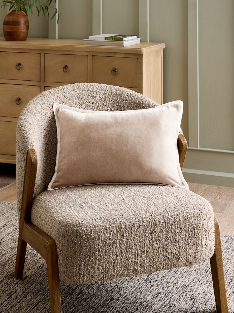 Natural Loxley Velvet 40 x 59cm Cushion - Image 1 of 5