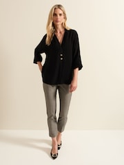 Phase Eight Black Cynthia Button Detail Shirt - Image 3 of 6