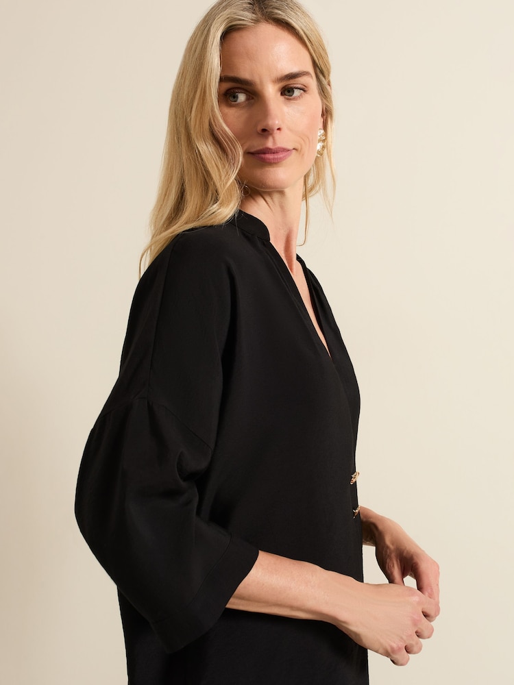 Phase Eight Black Cynthia Button Detail Shirt - Image 6 of 6