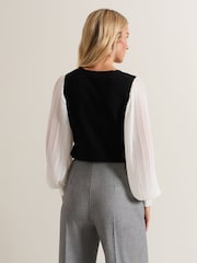 Phase Eight Black Maple V-Neck Woven Sleeve Jumper - Image 2 of 6