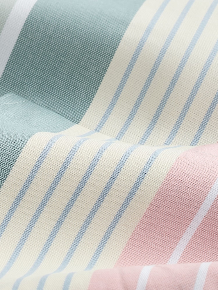 Blue/Pink/Green Pastel Short Sleeve With Button Down Collar Stripe Easy Iron Oxford Shirt - Image 8 of 8