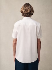 White Regular Fit 100% Cotton Short Sleeve Textured Shirt - Image 3 of 7
