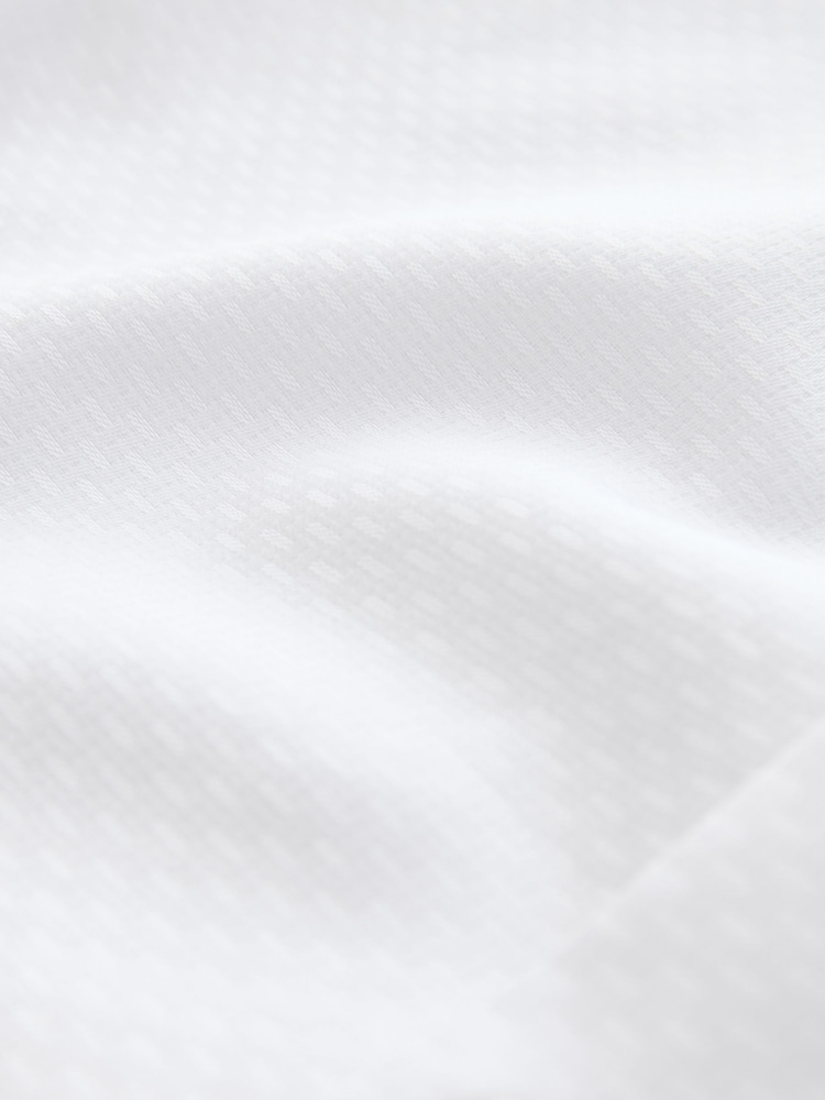 White Regular Fit 100% Cotton Short Sleeve Textured Shirt - Image 7 of 7