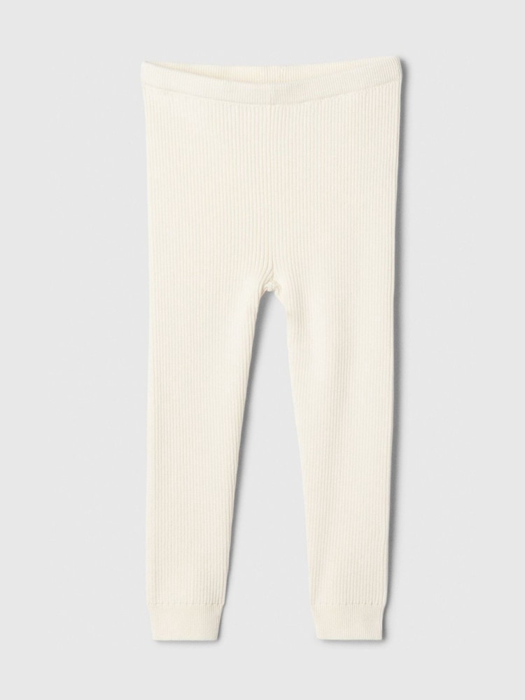 Gap Cream Ribbed Knit Pull On Leggings (6mths-5yrs) - Image 1 of 3