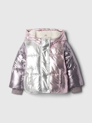 Gap Silver Metallic Fleece-Lined Puffer Coat (6mths-5yrs) - Image 2 of 3