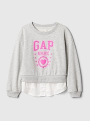 Gap Grey Vintage Soft Layered Logo Crew Neck Jumper (6mths-5yrs) - Image 1 of 2
